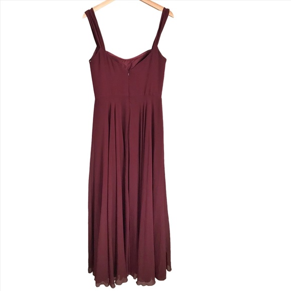 Jenny Yoo maroon full length sleeveless bridesmaid dress - Picture 3 of 7